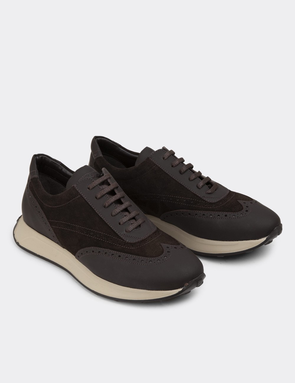 Brown Suede Leather Sneakers - 00750MKHVE06