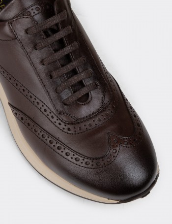 Brown Leather Sneakers - 00750MKHVE07