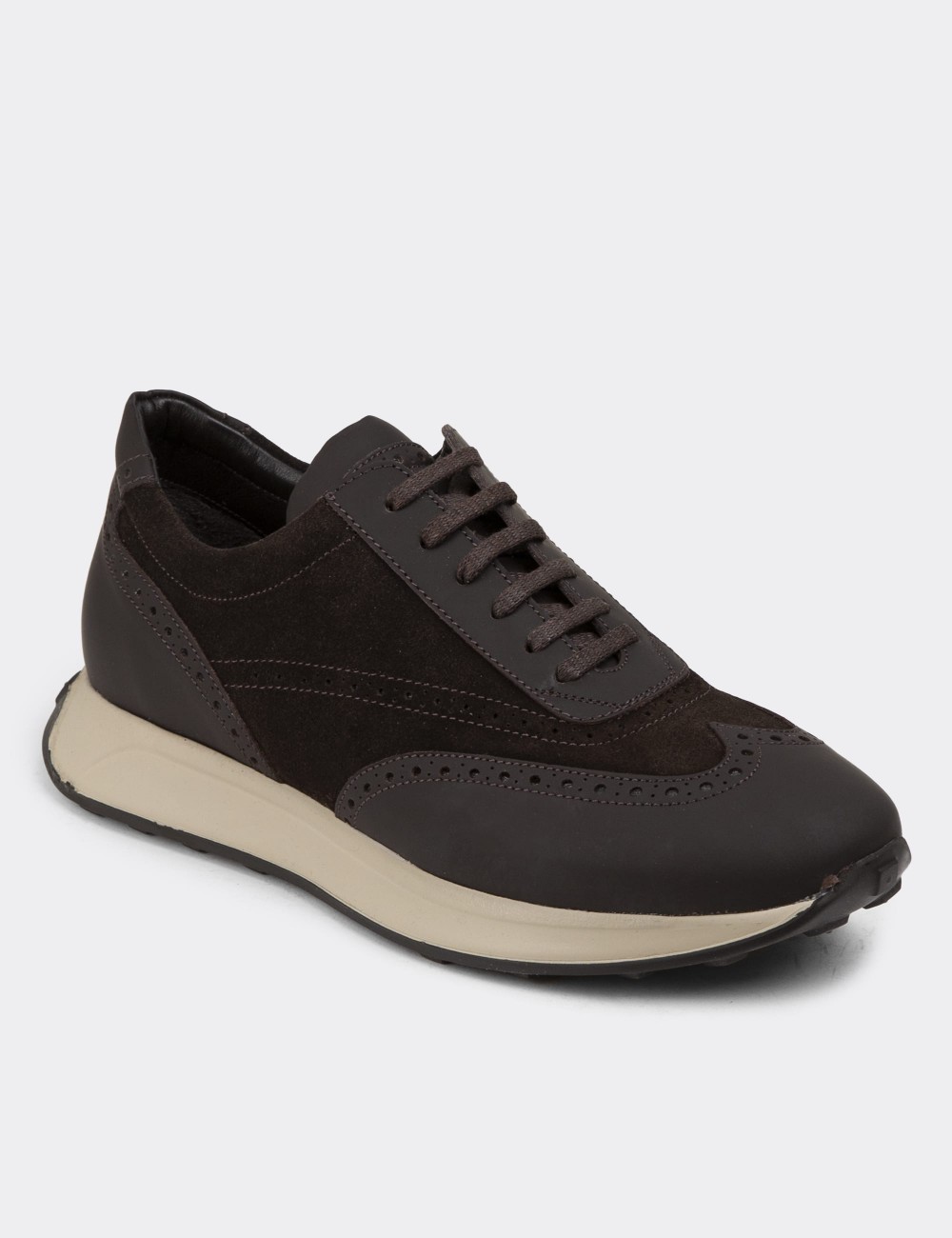 Brown Suede Leather Sneakers - 00750MKHVE06