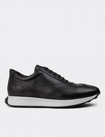 Black Leather Sneakers - 00750MSYHE06