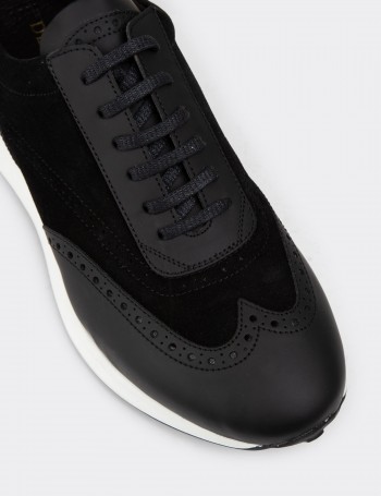 Black Suede Leather Sneakers - 00750MSYHE07