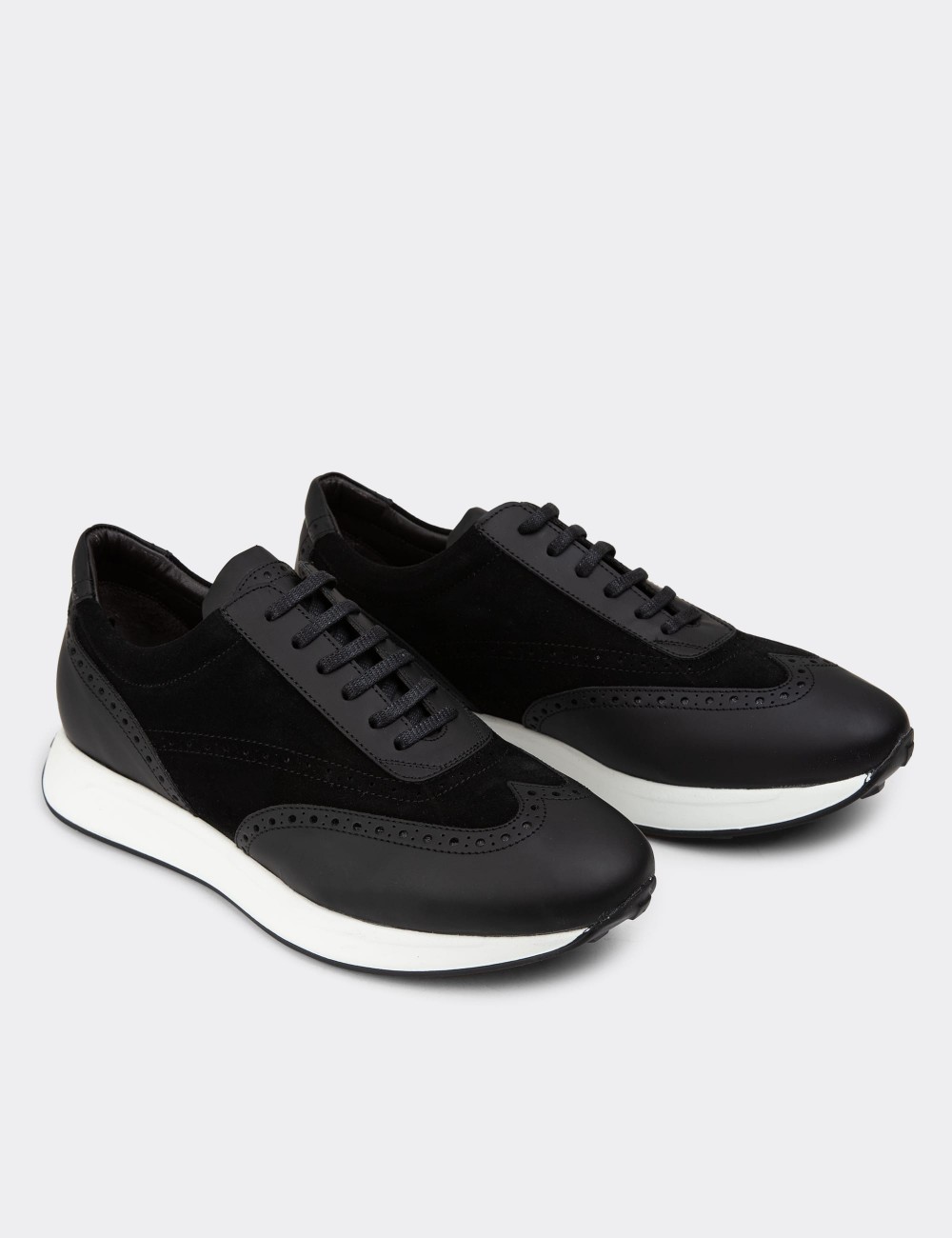 Black Suede Leather Sneakers - 00750MSYHE07