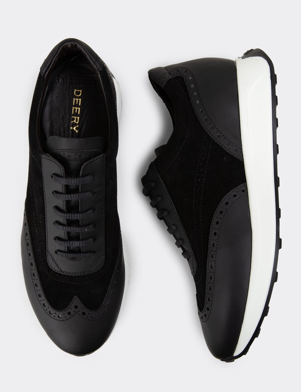 Black Suede Leather Sneakers - 00750MSYHE07