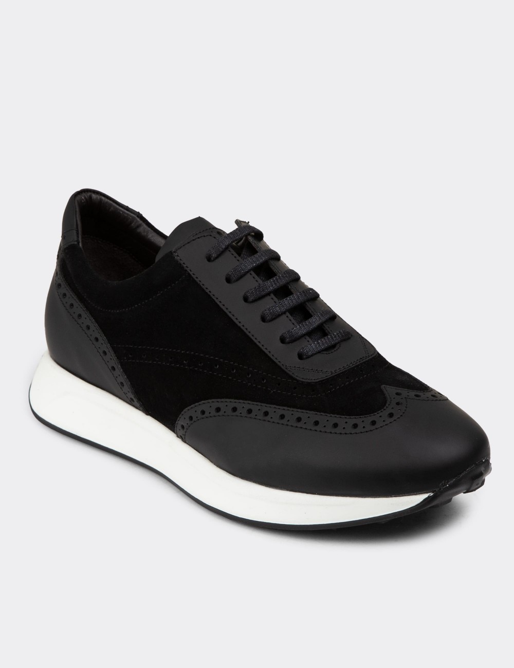 Black Suede Leather Sneakers - 00750MSYHE07