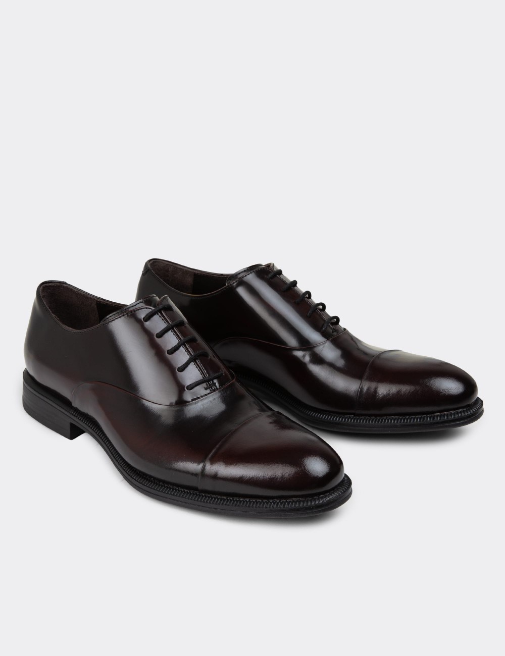 Burgundy Leather Classic Shoes - 01026MBRDC02