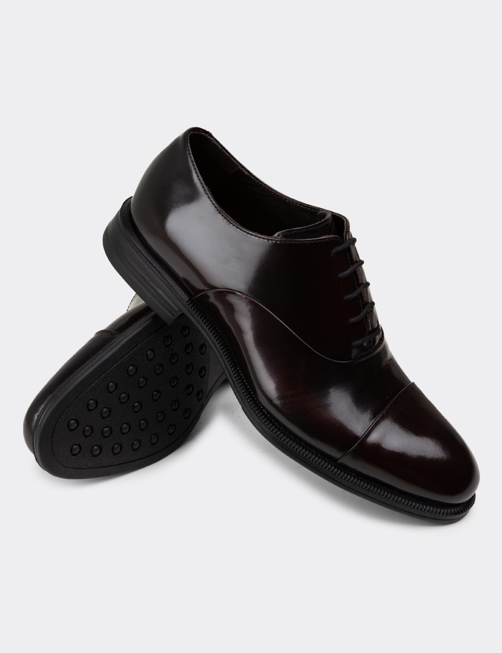 Burgundy Leather Classic Shoes - 01026MBRDC02