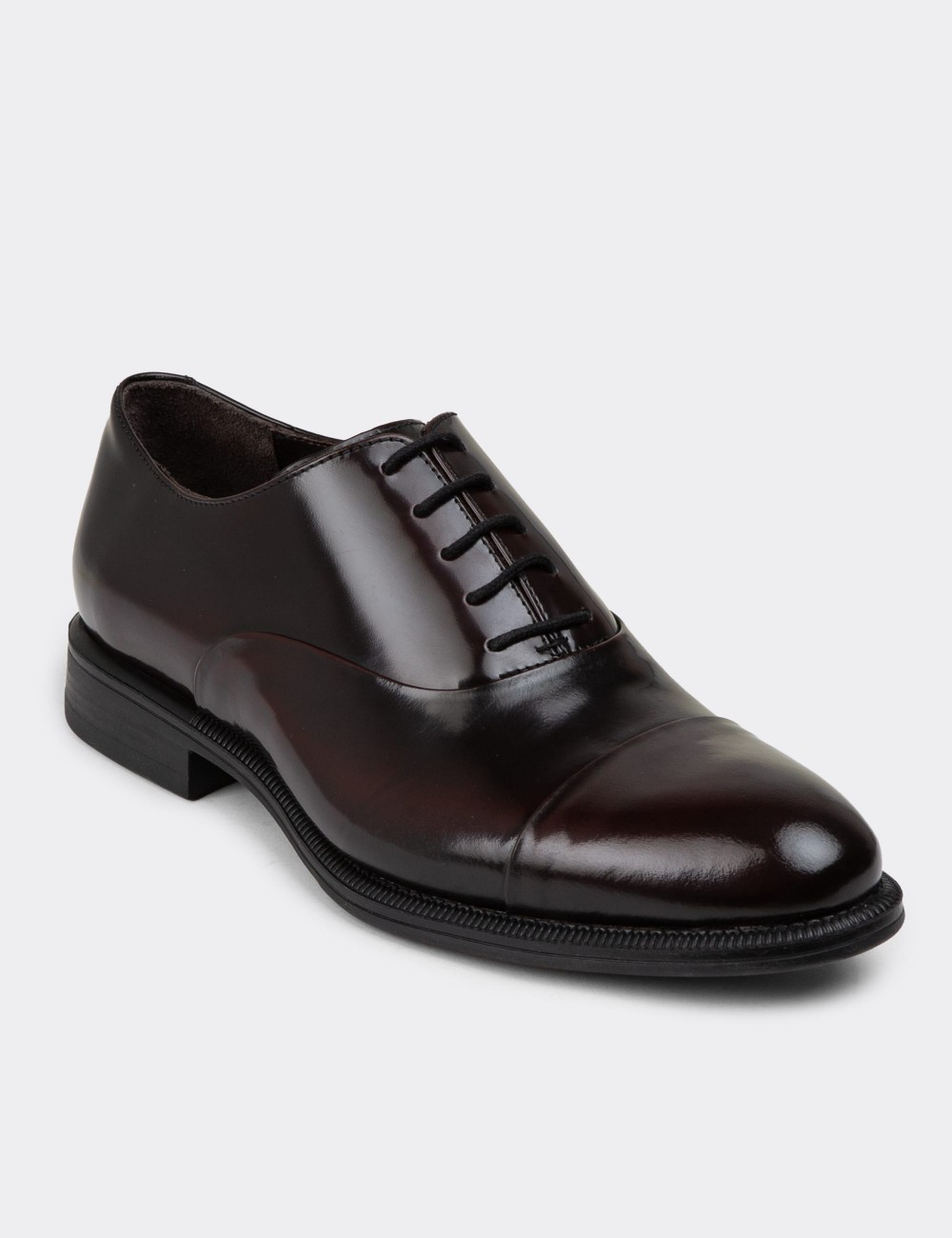 Burgundy Leather Classic Shoes - 01026MBRDC02