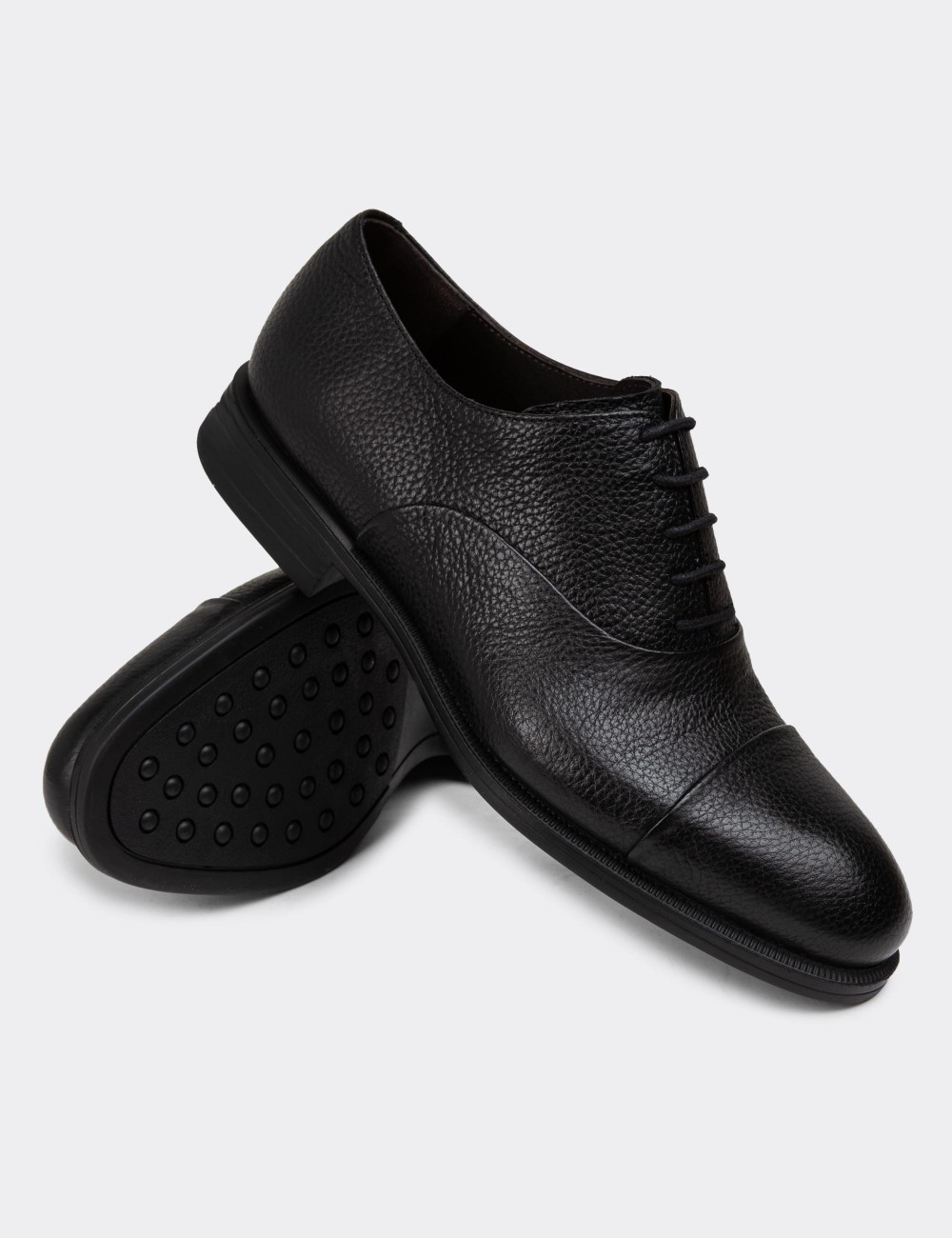 Black Leather Classic Shoes - 01026MSYHC08