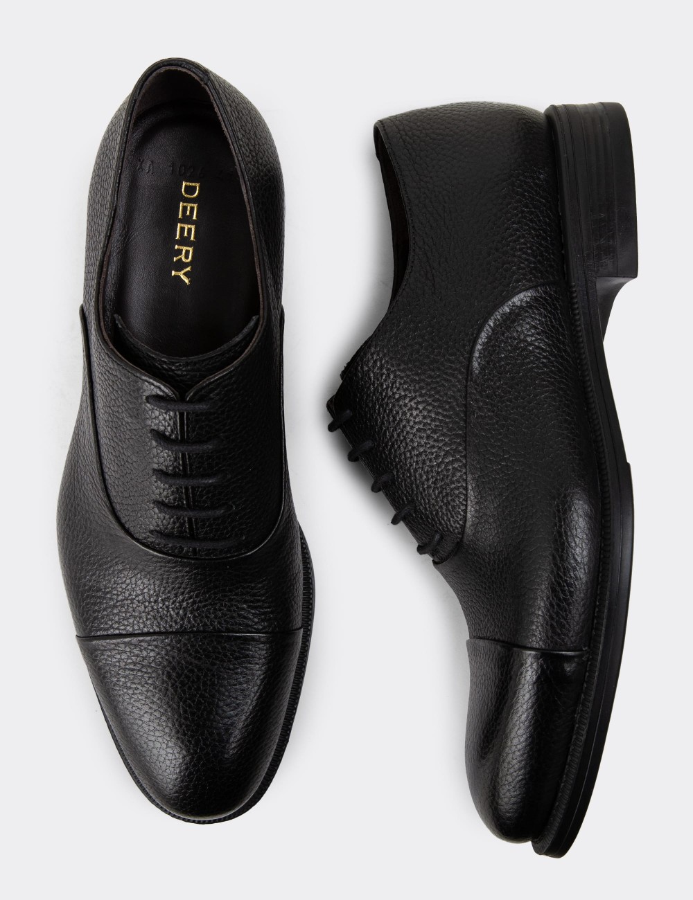 Black Leather Classic Shoes - 01026MSYHC08