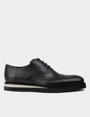 Black Leather Lace-up Shoes - 01026MSYHE23