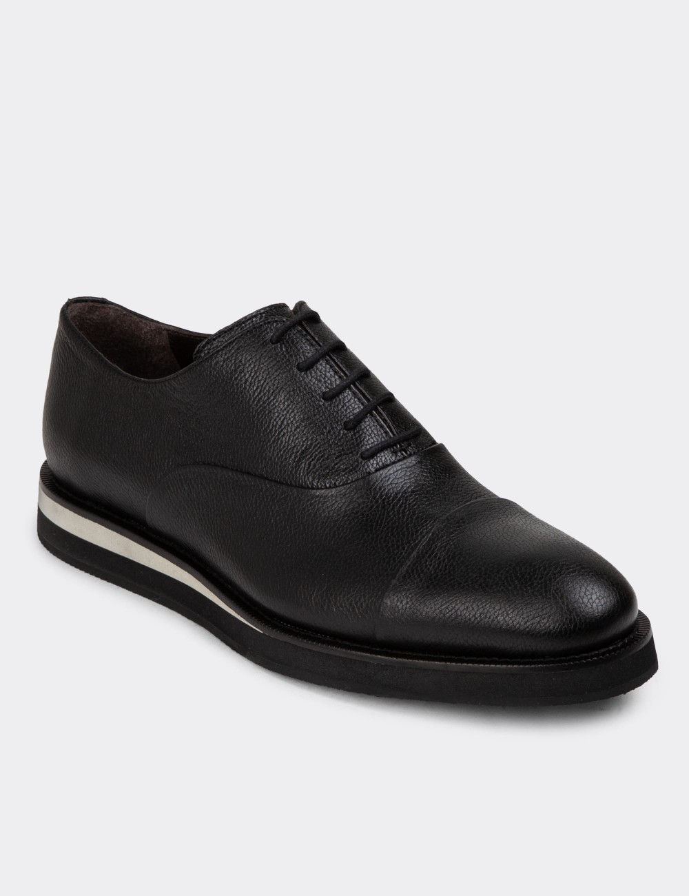 Black Leather Lace-up Shoes - 01026MSYHE23