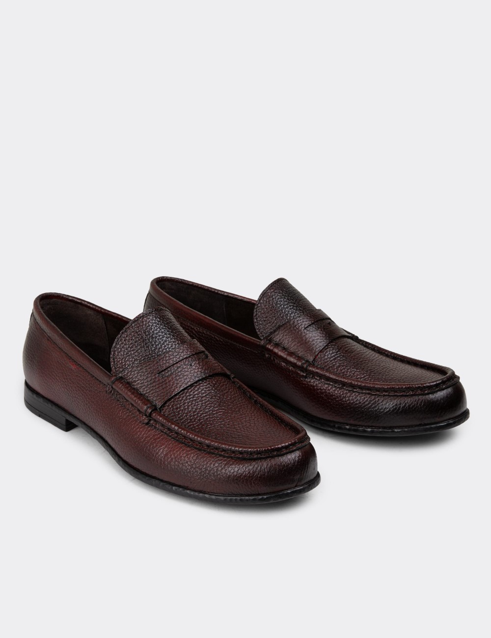 Burgundy Leather Loafers - 01510MBRDC01