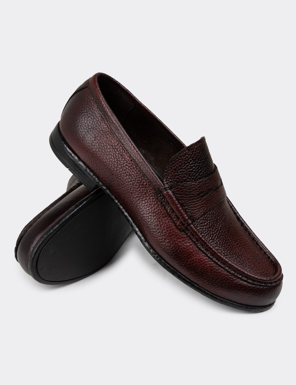 Burgundy Leather Loafers - 01510MBRDC01