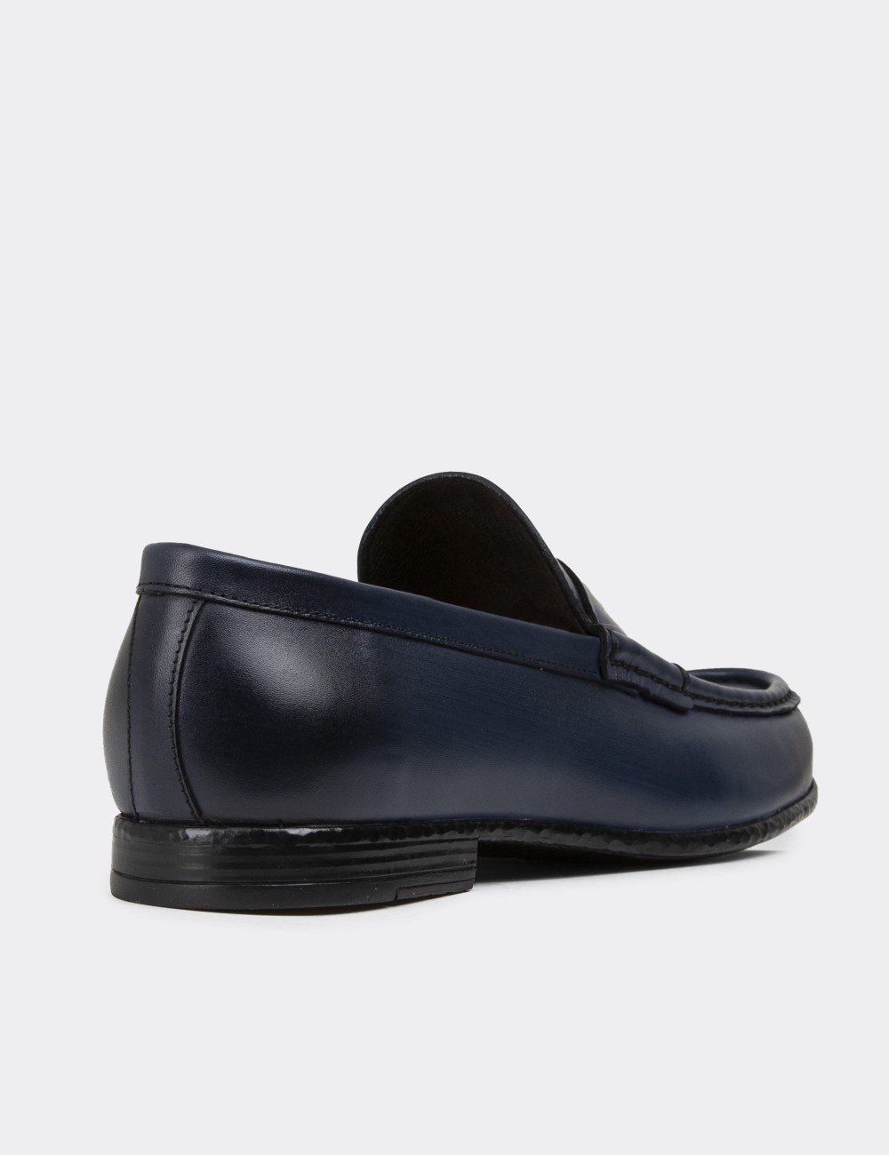 Navy Leather Loafers - 01510MLCVC04