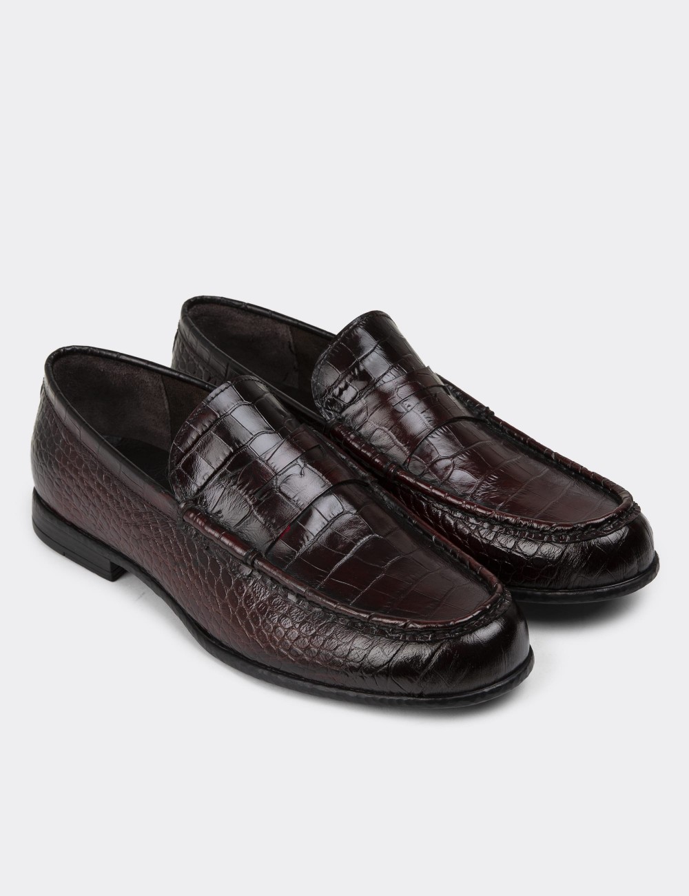 Burgundy Leather Loafers - 01510MBRDC03