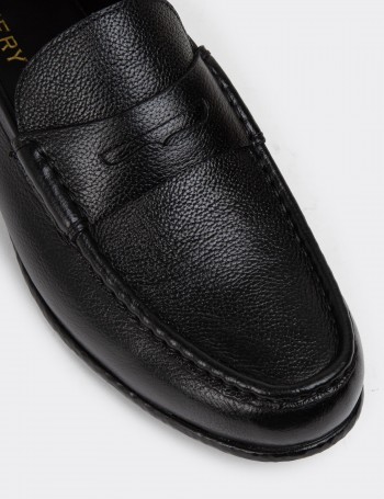 Black Leather Loafers - 01510MSYHC03