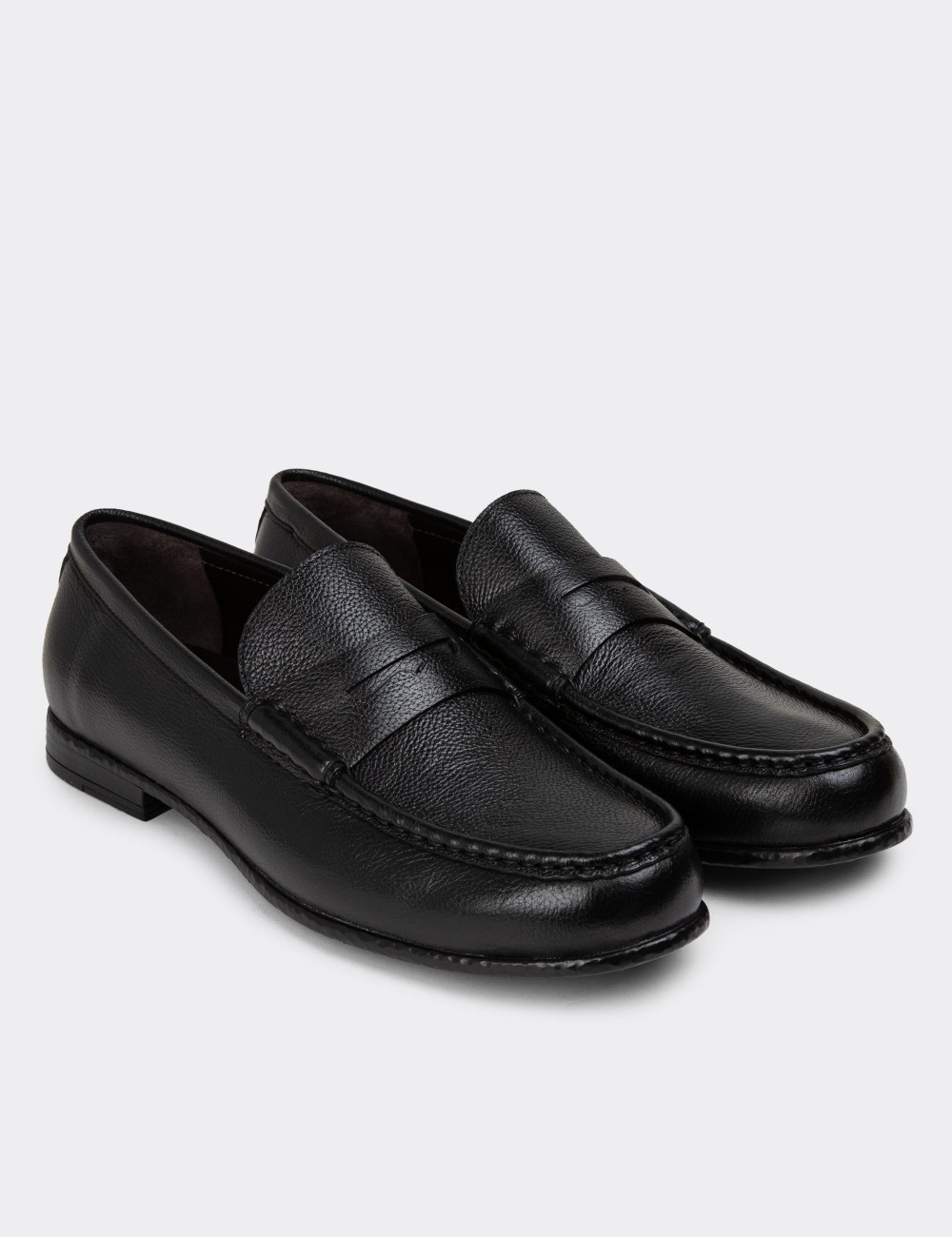 Black Leather Loafers - 01510MSYHC03