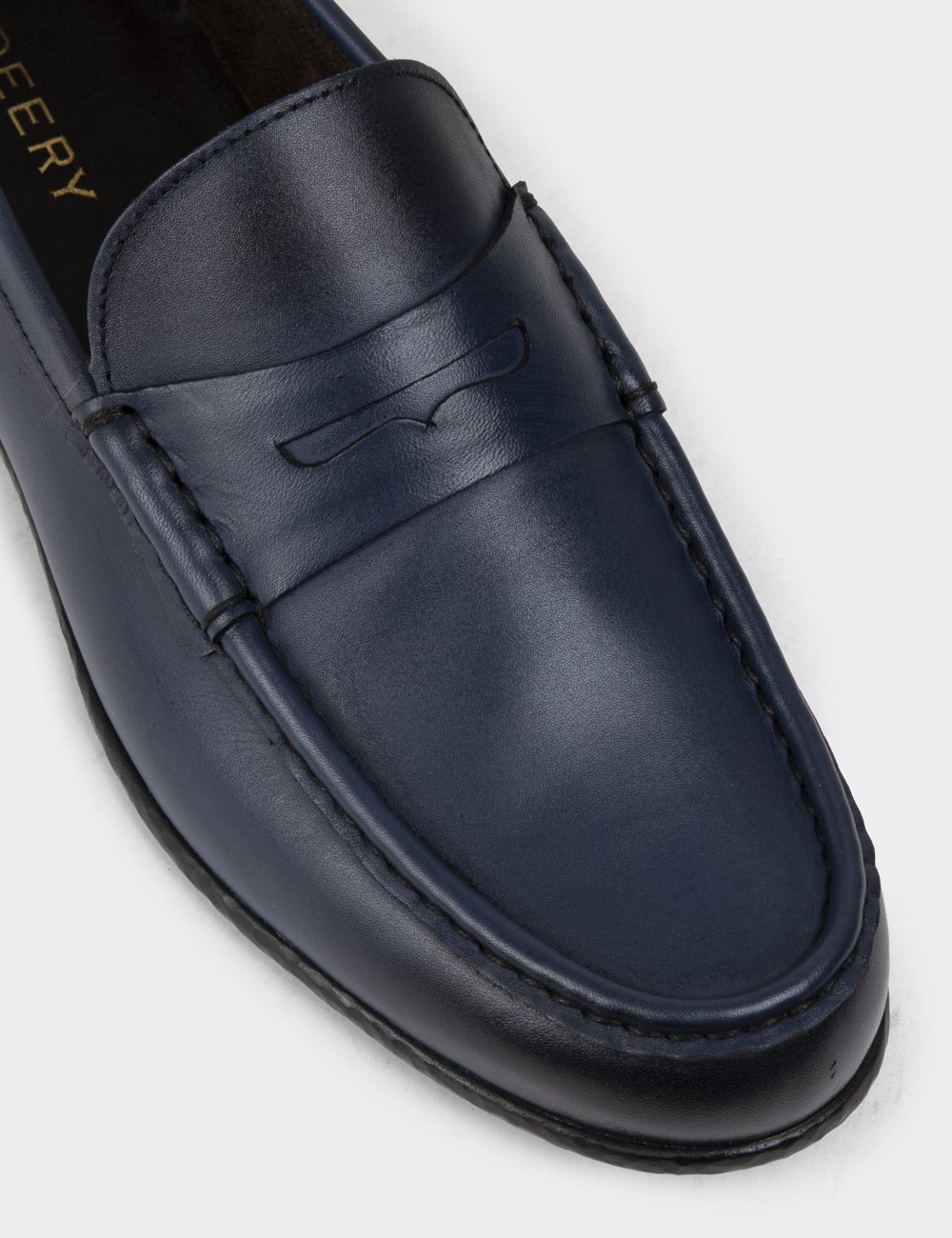 Navy Leather Loafers - 01510MLCVC04