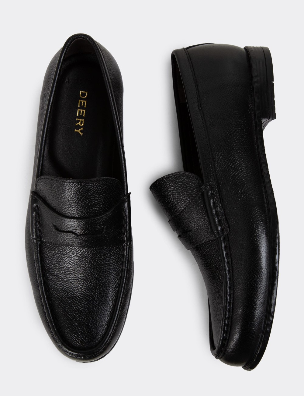 Black Leather Loafers - 01510MSYHC03