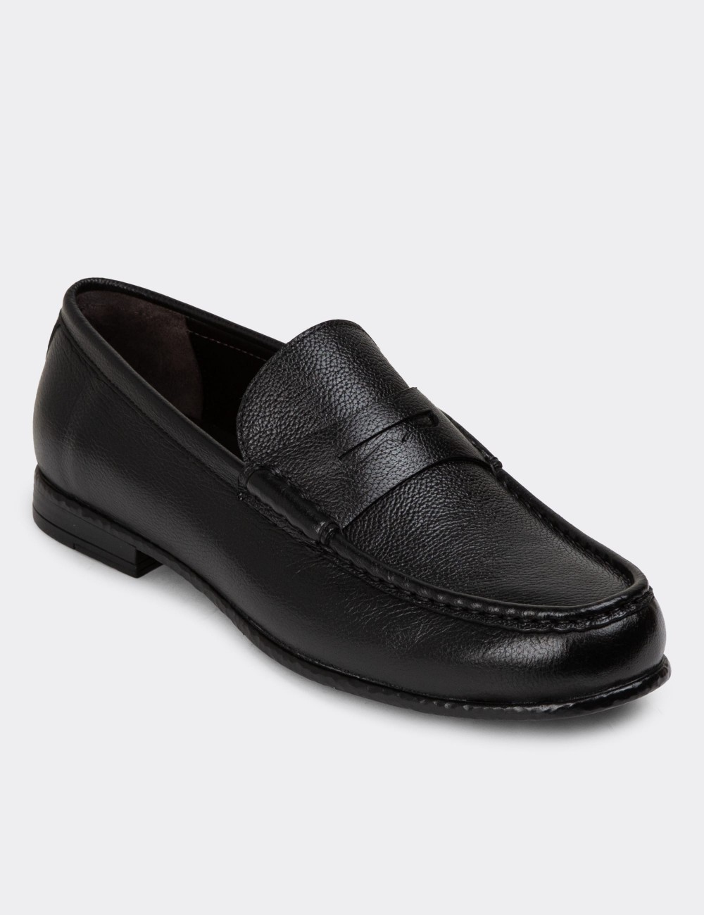 Black Leather Loafers - 01510MSYHC03