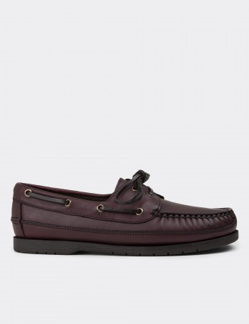 Burgundy Leather Marine Shoes - 01543MBRDC05