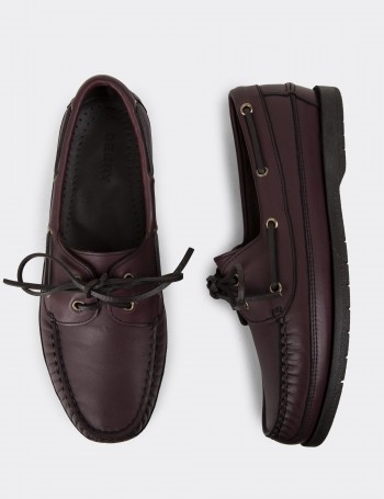 Burgundy Leather Marine Shoes - 01543MBRDC05