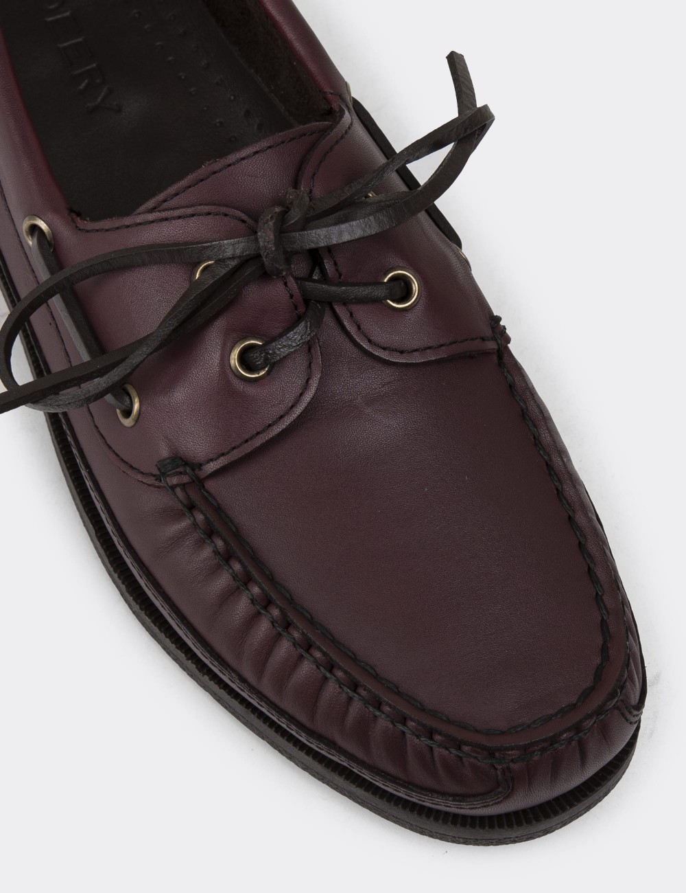 Burgundy Leather Marine Shoes - 01543MBRDC05