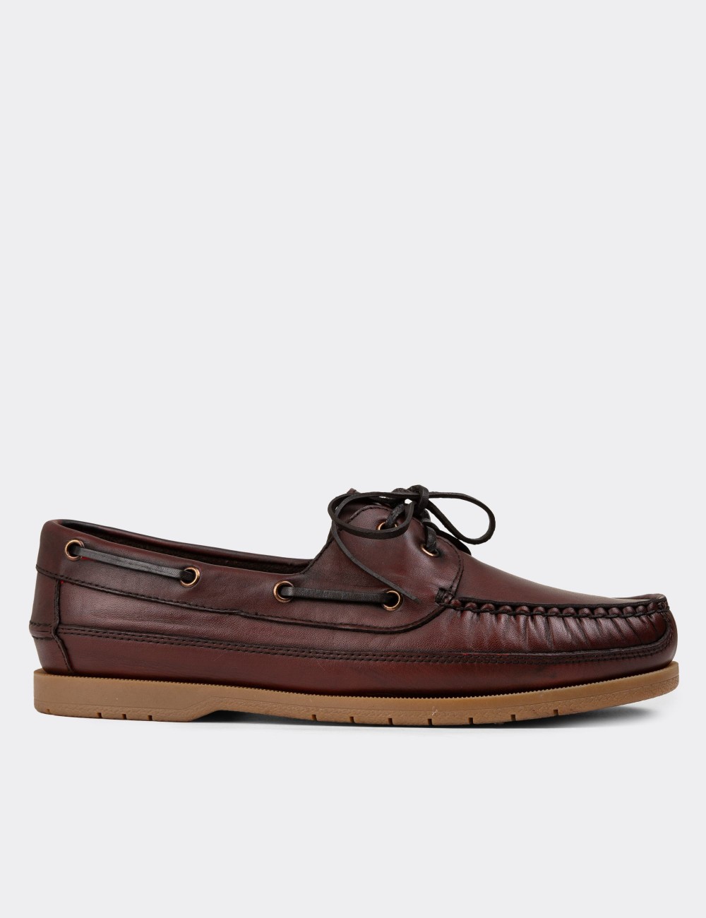 Burgundy Leather Marine Shoes - 01543MBRDC02