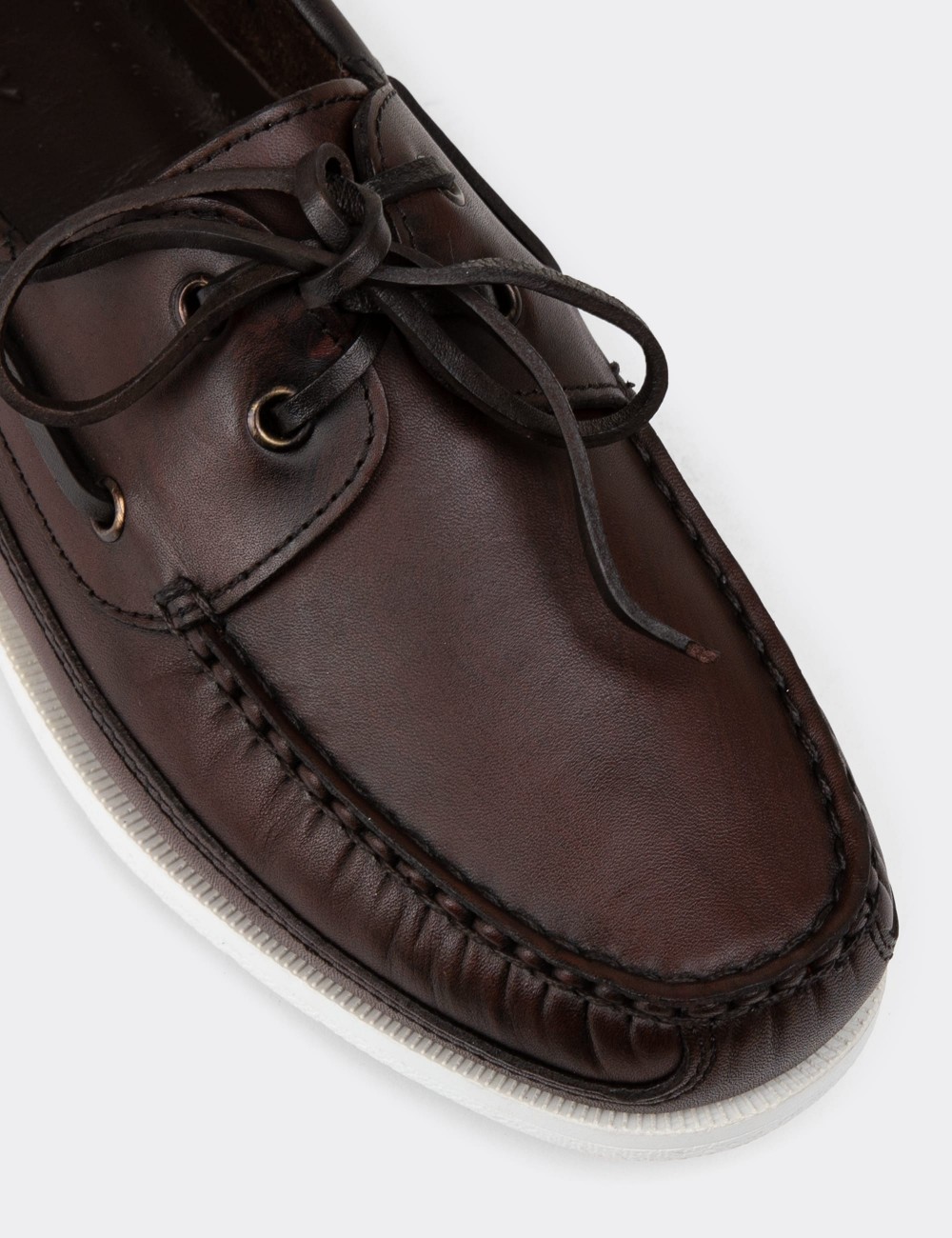 Brown Leather Marine Shoes - 01543MKHVC10