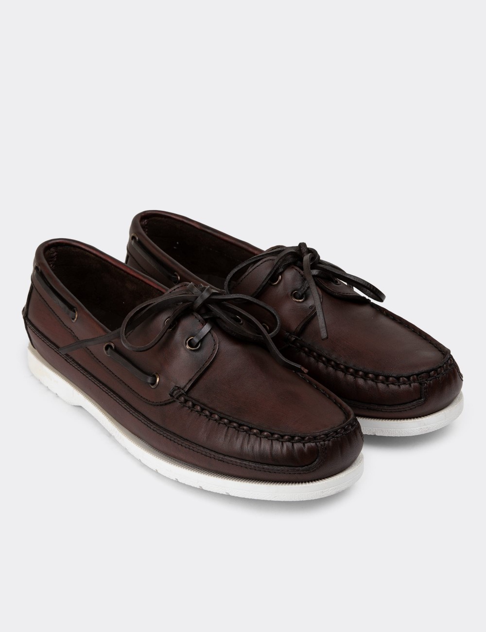 Brown Leather Marine Shoes - 01543MKHVC10