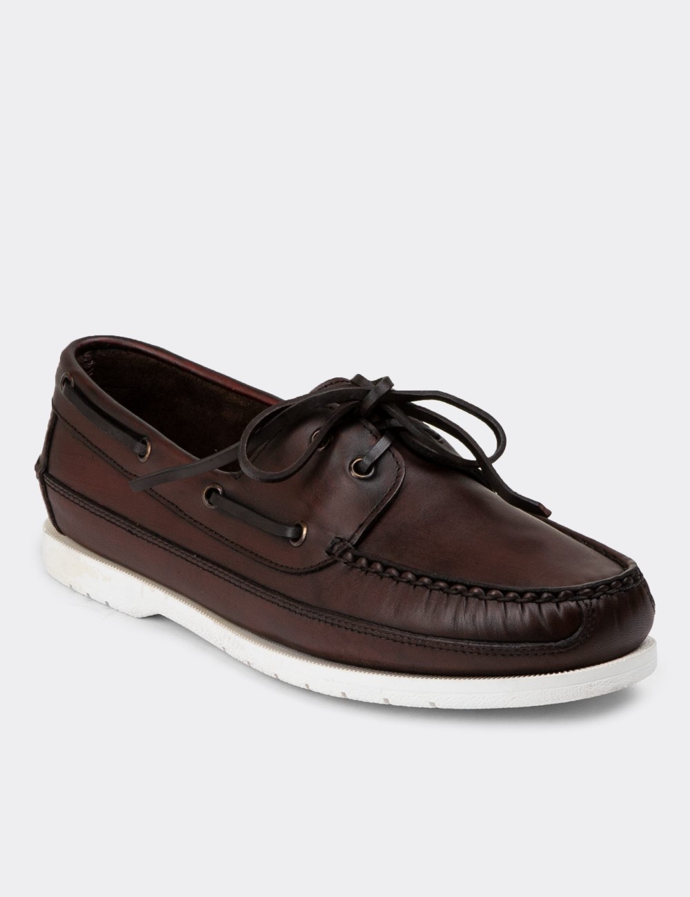 Brown Leather Marine Shoes - 01543MKHVC10