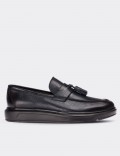 Navy Calfskin Leather Loafers