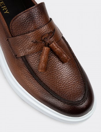 Tan Leather Loafers - 01587MTBAP08