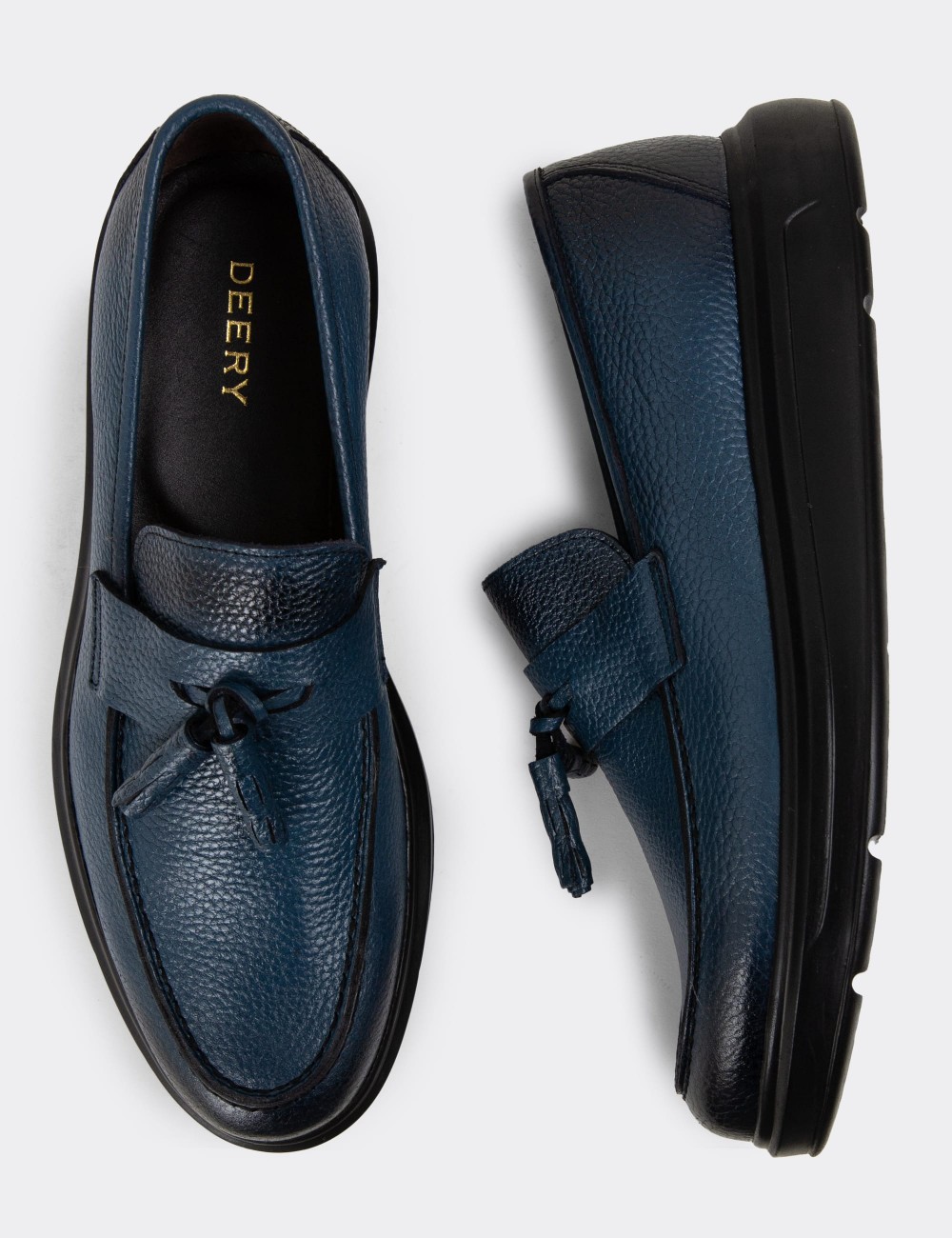 Blue Leather Loafers - 01587MMVIP07