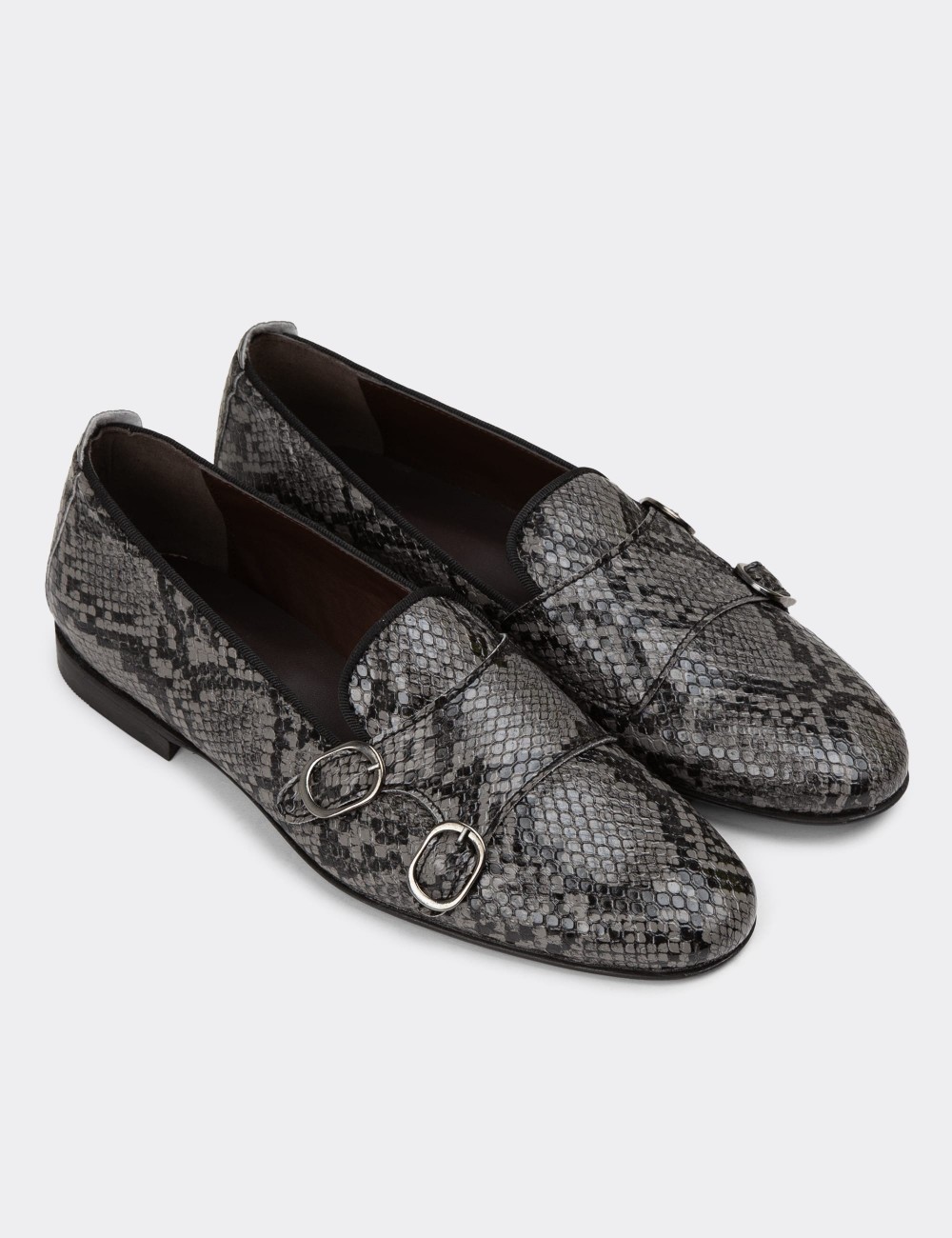 Gray Double Monk-Strap Flats - 01611ZGRIM02