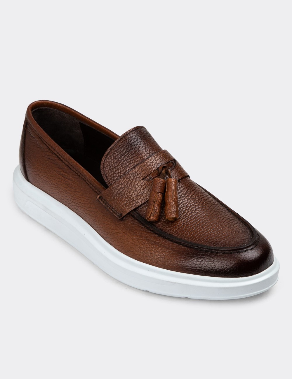 Tan Leather Loafers - 01587MTBAP08
