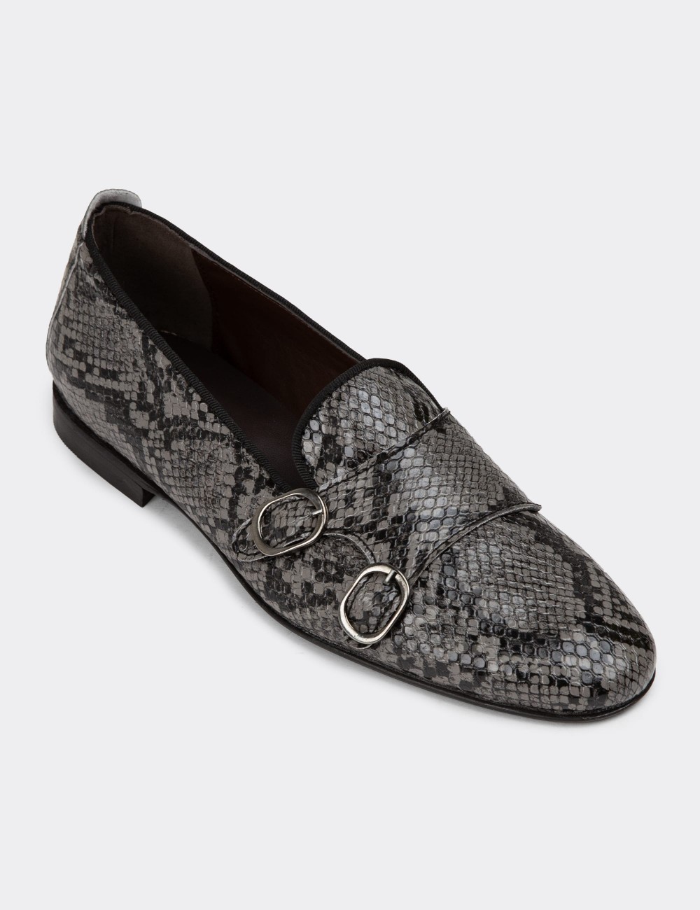 Gray Double Monk-Strap Flats - 01611ZGRIM02