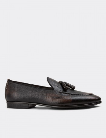 Brown Leather Loafers - 01701MKHVC50