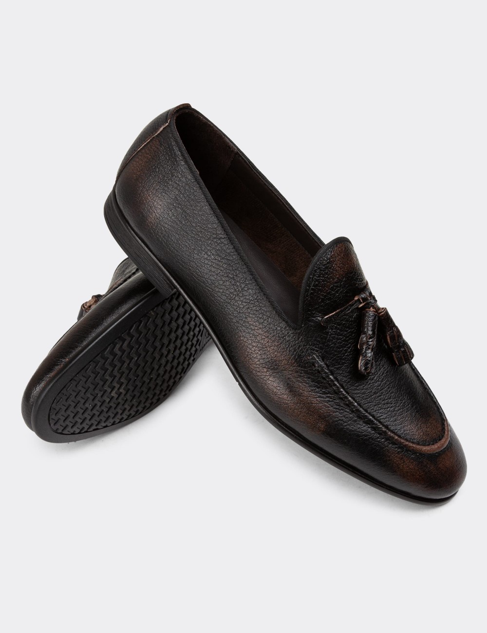 Brown Leather Loafers - 01701MKHVC50