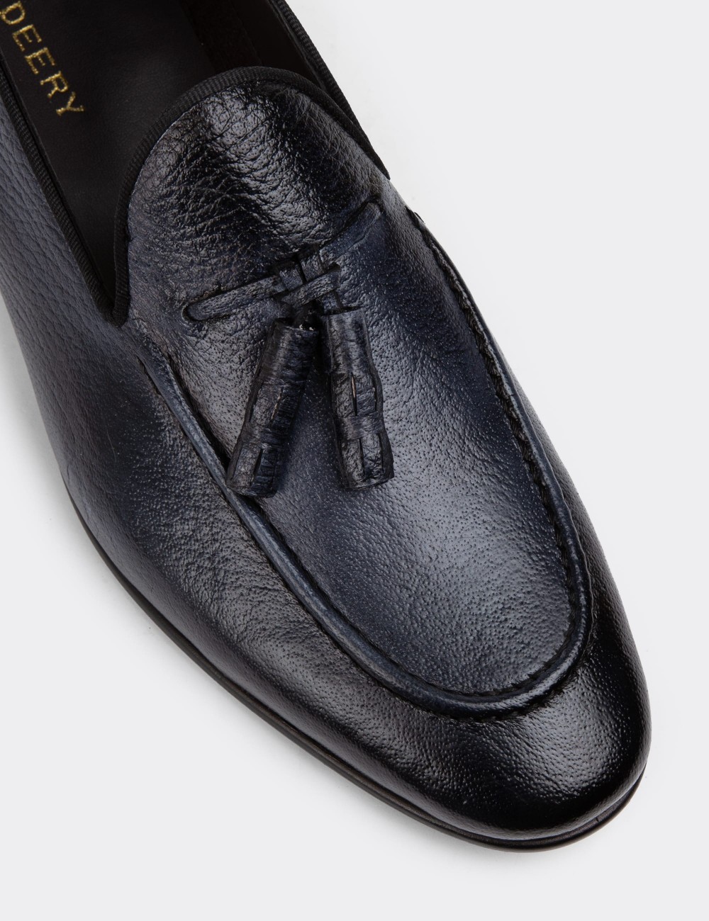 Navy Leather Loafers - 01701MLCVC29