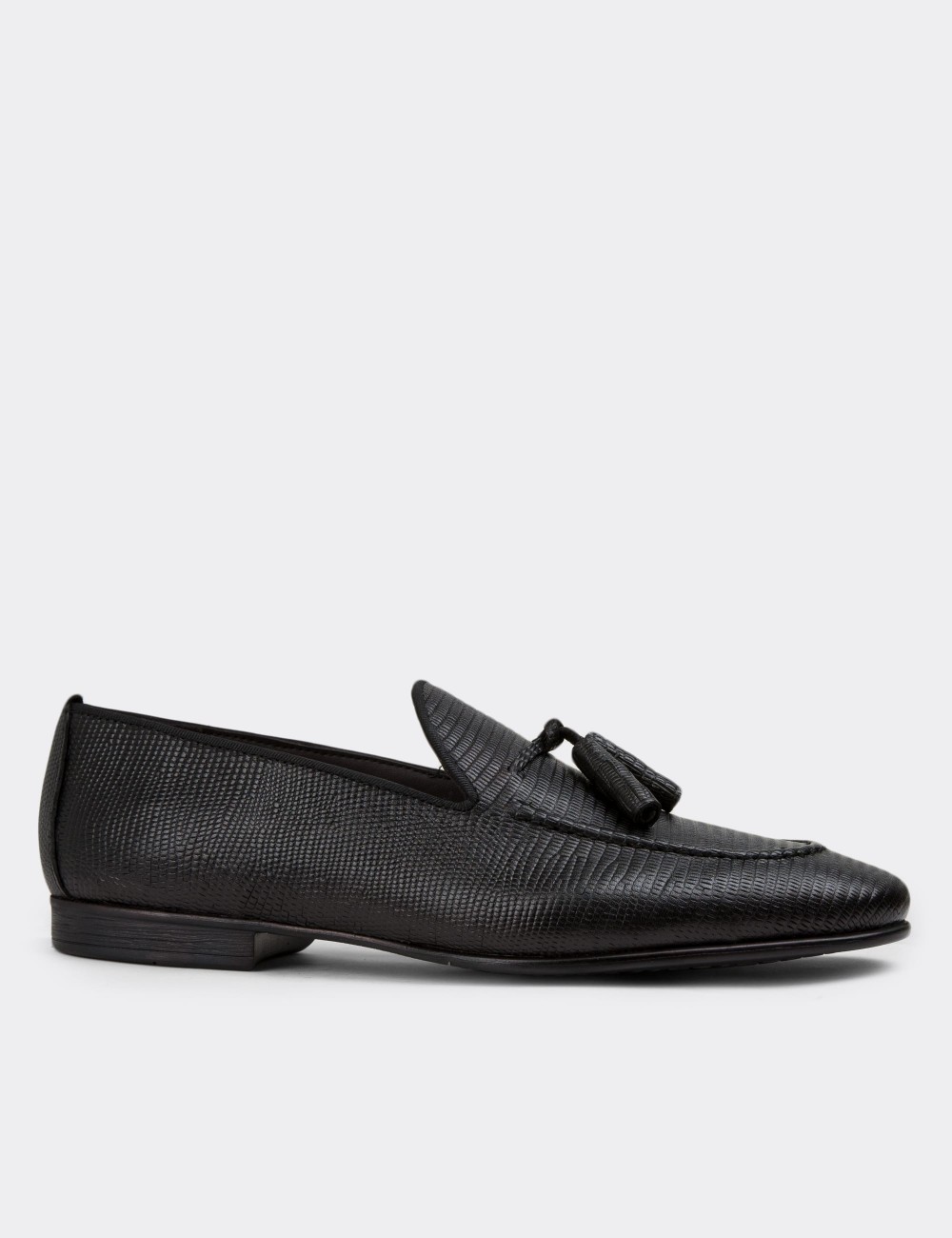 Black Leather Loafers - 01701MSYHC55