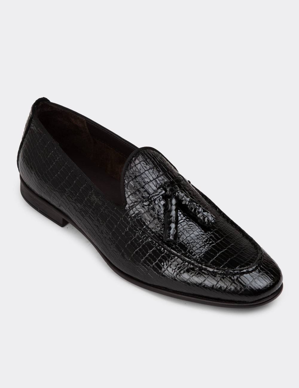 Black Patent Leather Loafers - 01701MSYHC50