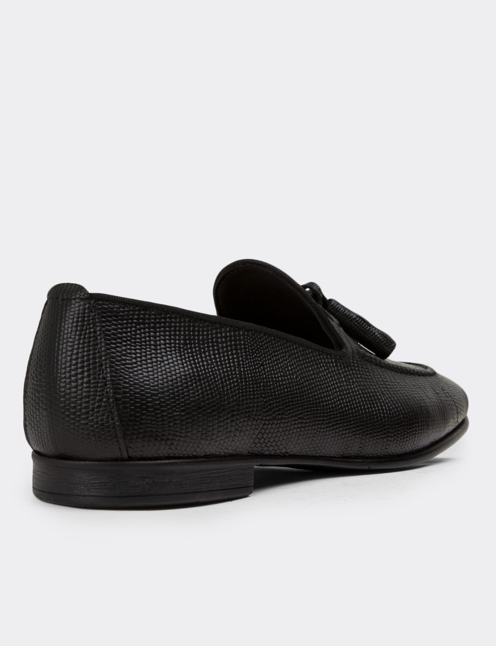 Black Leather Loafers - 01701MSYHC55