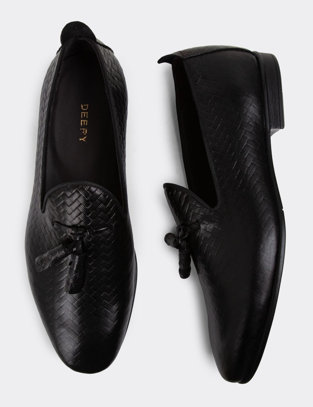 Black Leather Loafers - 01702MSYHC21