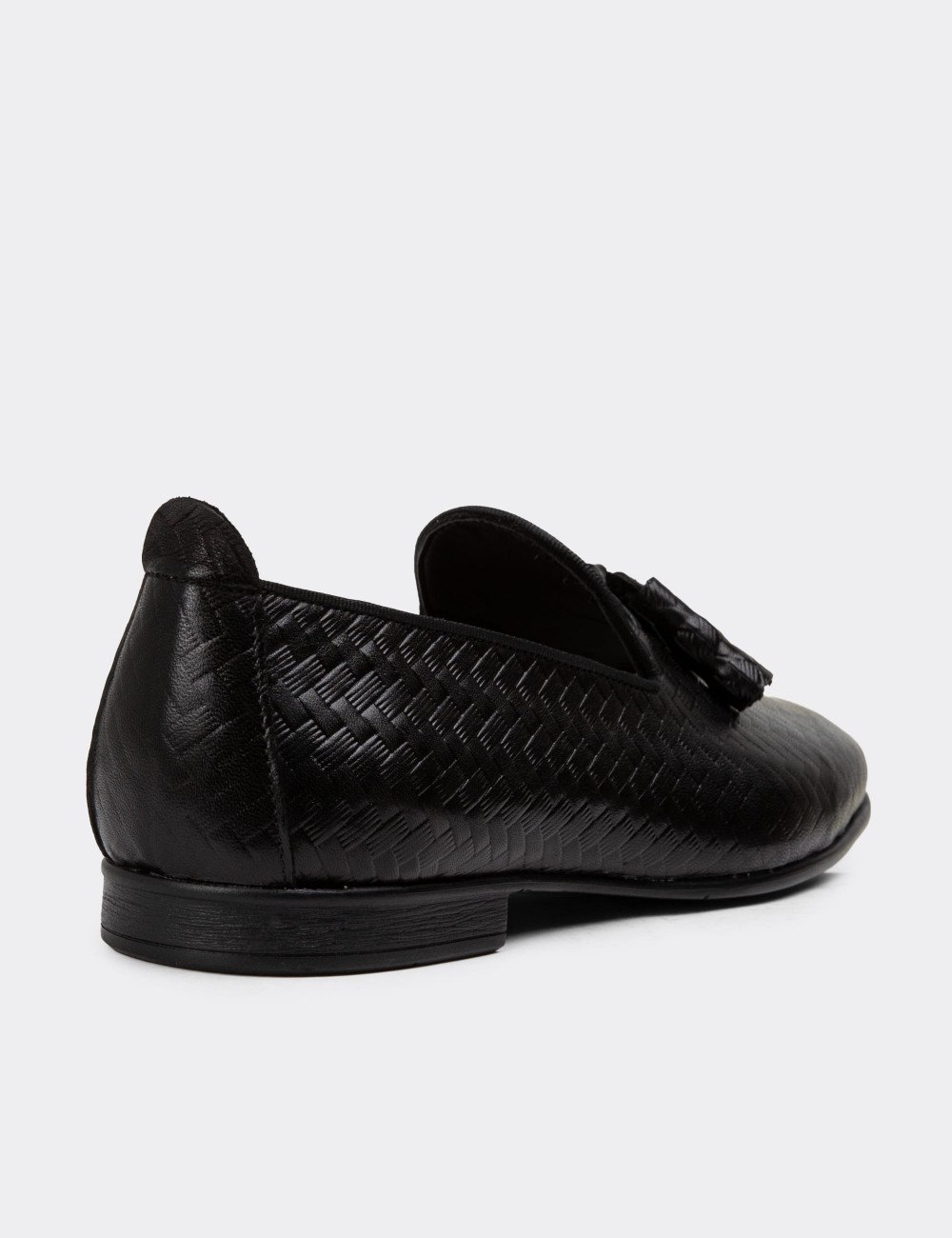 Black Leather Loafers - 01702MSYHC21