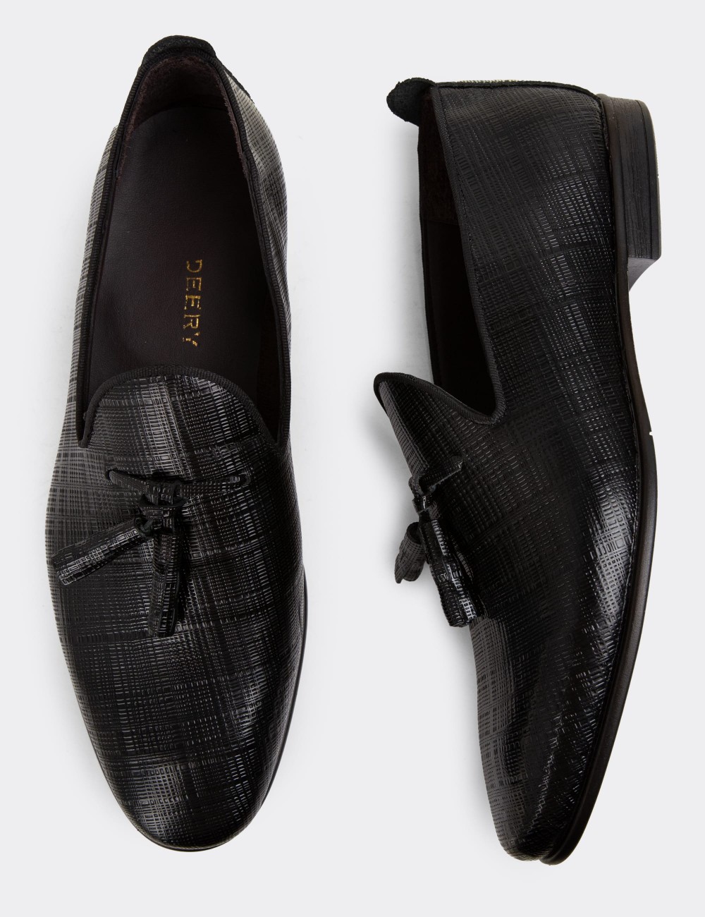 Black Leather Loafers - 01702MSYHC24