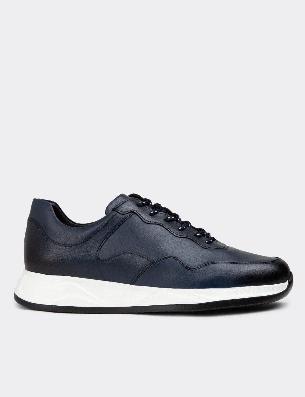 Navy Leather Sneakers - 01725MLCVE04
