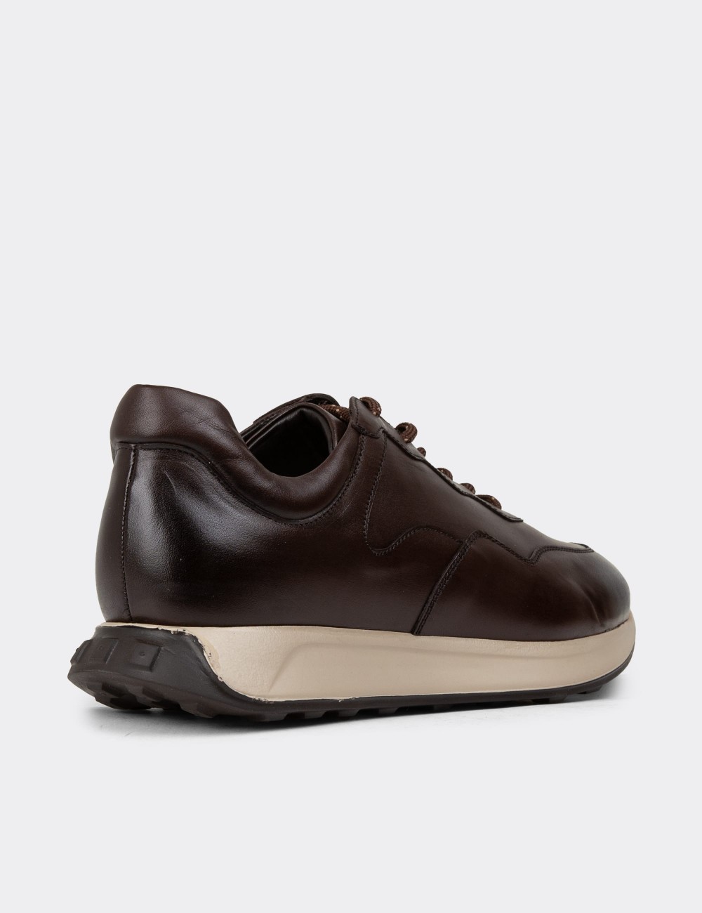 Brown Leather Sneakers - 01725MKHVE03