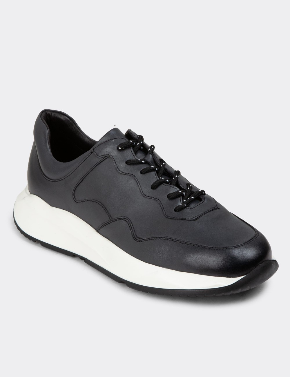 Gray Leather Sneakers - 01725MGRIE04