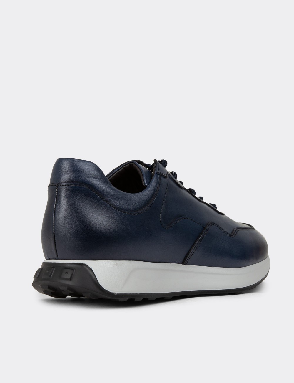 Navy Leather Sneakers - 01725MLCVE06